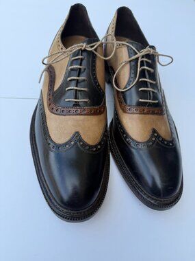 Forzieri 1183 Men’s Leather Dress Shoes – Size 12 – Dark Brown & Tan